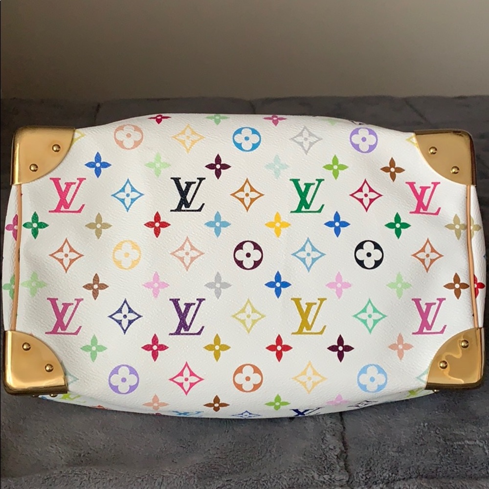 Louis Vuitton White Multicolor Monogram Speedy - Picture 5 of 6